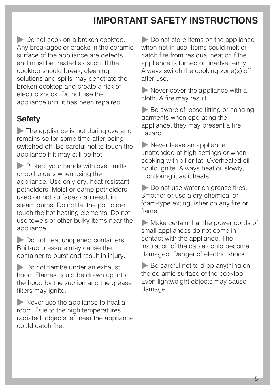 Important safety instructions | Miele CS 1122 User Manual | Page 5 / 40
