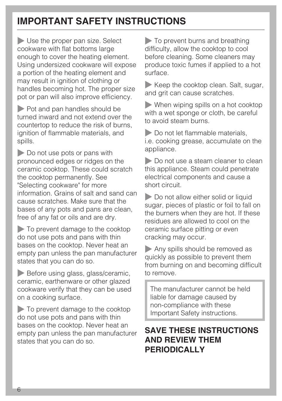 Important safety instructions | Miele CS 1122 User Manual | Page 6 / 40