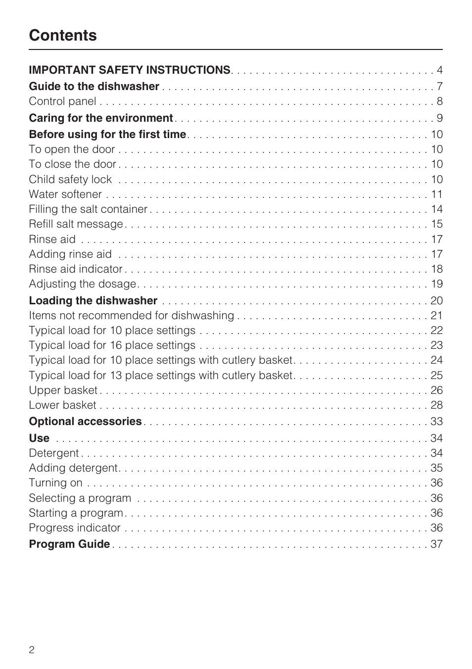 Miele G 5100 User Manual | Page 2 / 68