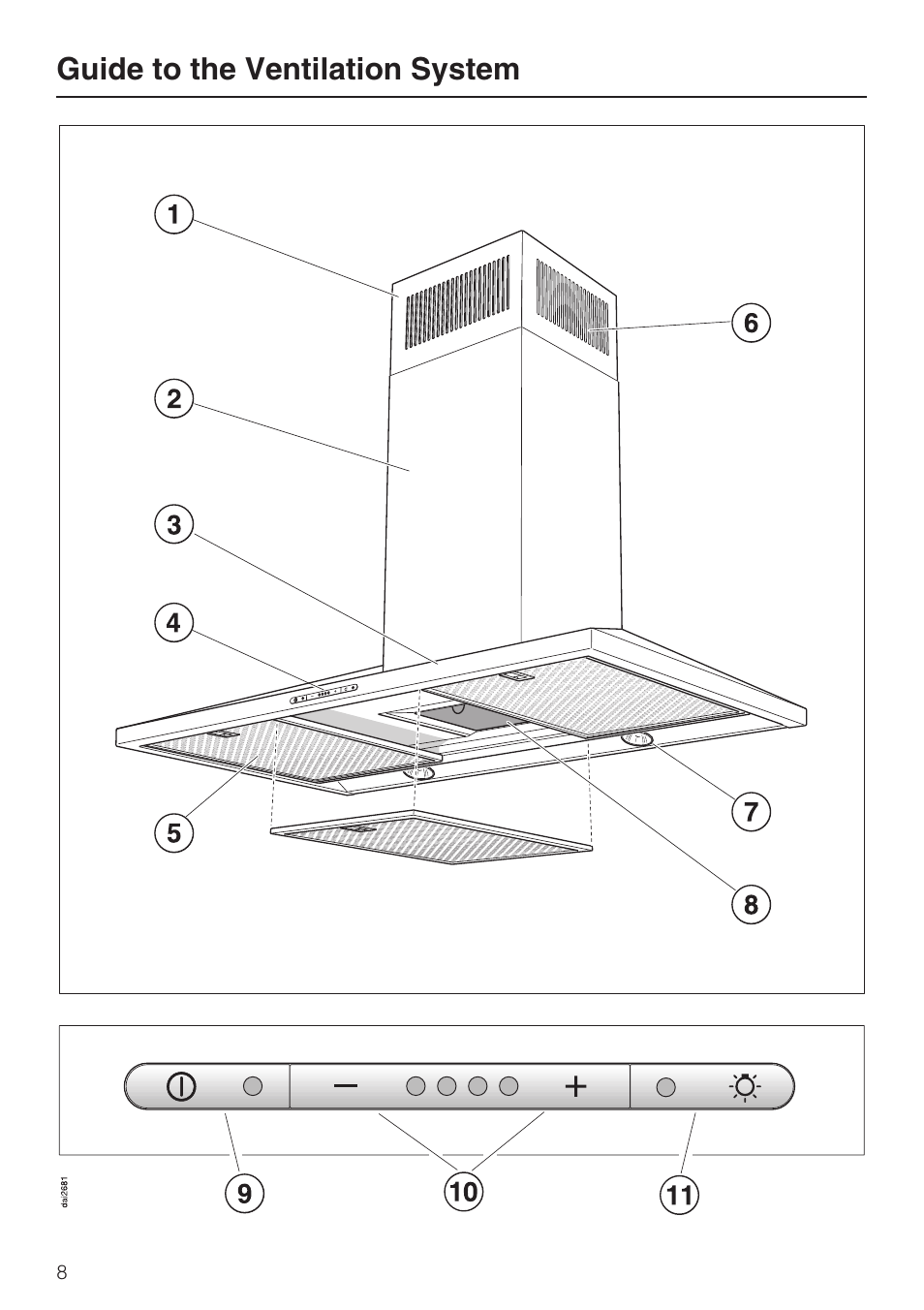 Guide to the ventilation system 8, Guide to the ventilation system | Miele DA 398-5 User Manual | Page 8 / 36