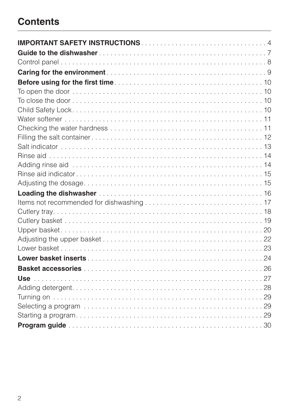 Miele G 2420 G 2430 User Manual | Page 2 / 60