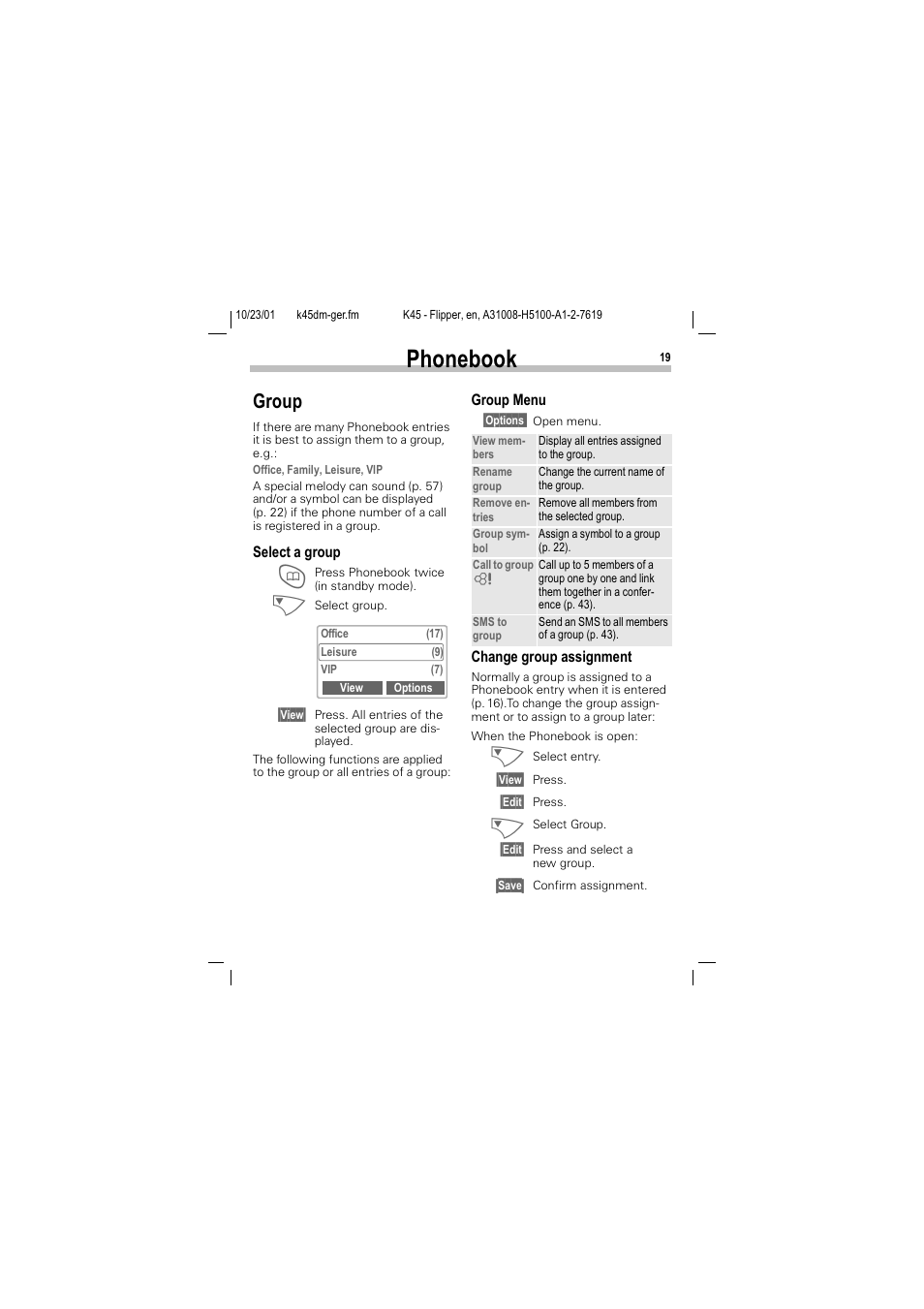 Group, 3krqherrn, Urxs | Siemens C45 User Manual | Page 21 / 82