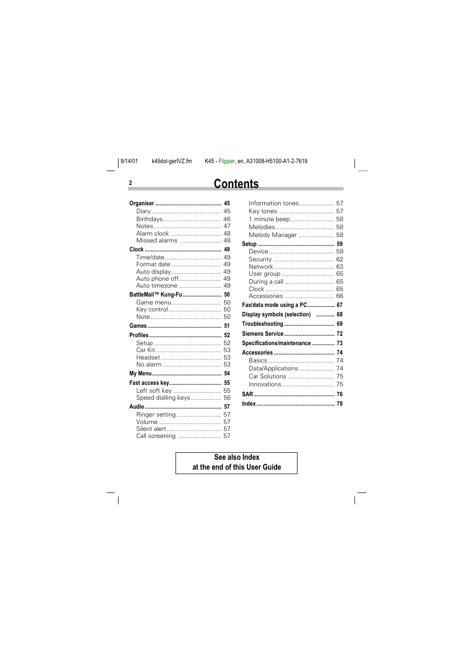 Rqwhqwv | Siemens C45 User Manual | Page 4 / 82