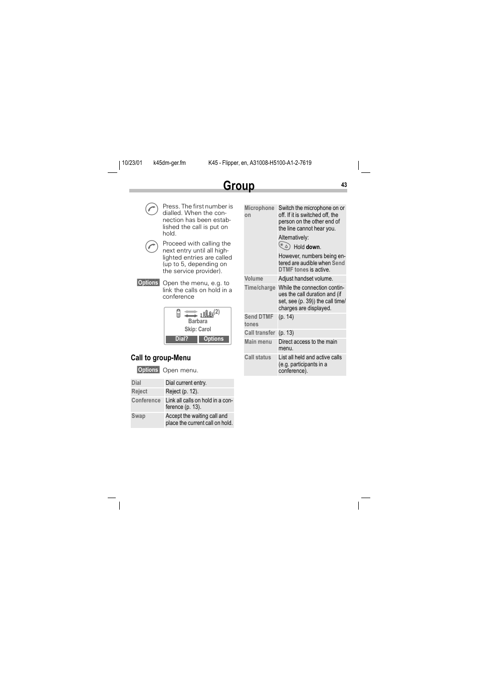 Urxs | Siemens C45 User Manual | Page 45 / 82