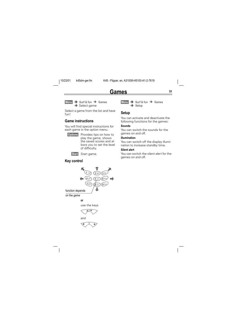 Games, Dphv | Siemens C45 User Manual | Page 53 / 82