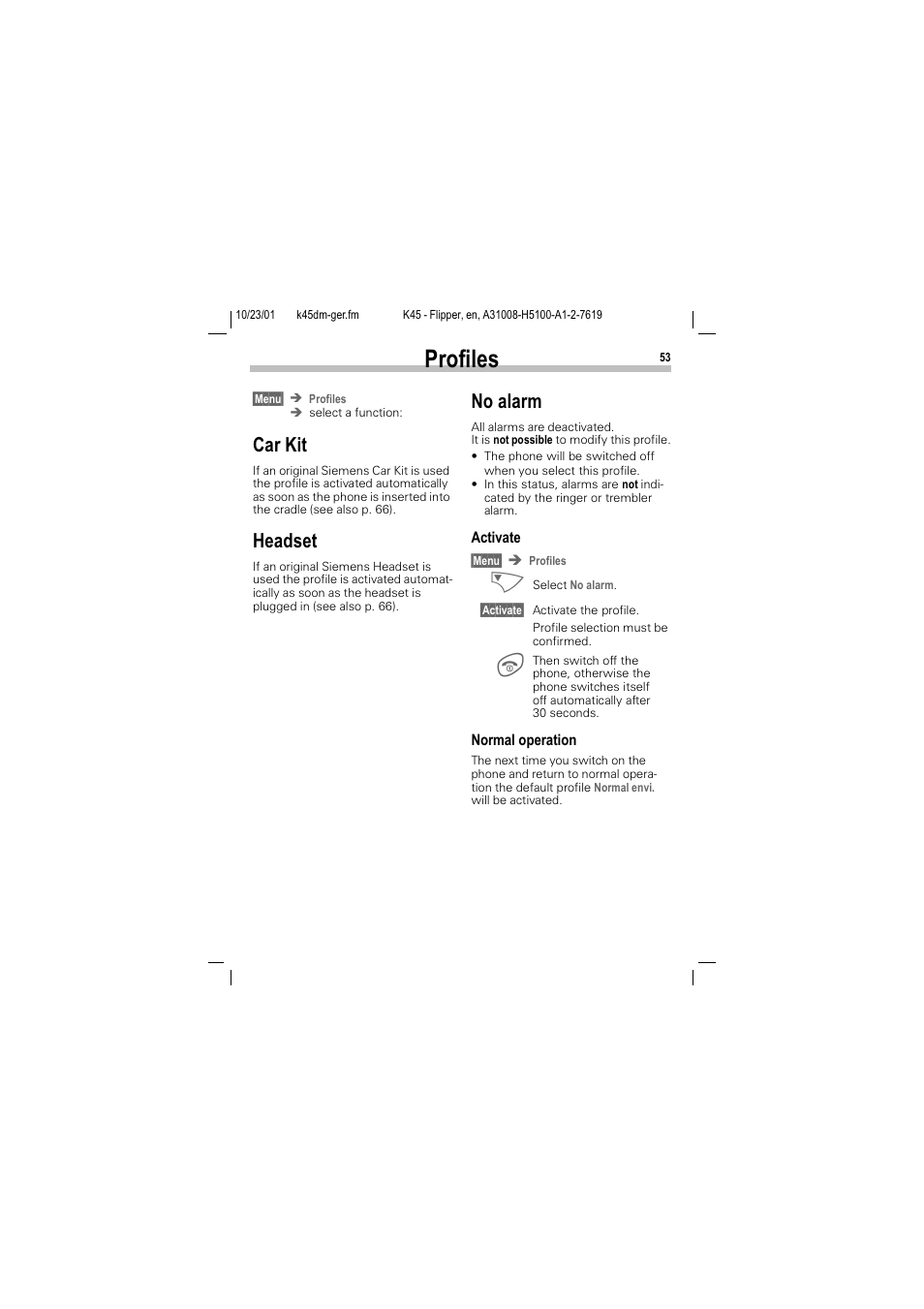 Car kit headset no alarm, P. 53), 3urilohv | Du .lw, Hdgvhw, 1r dodup | Siemens C45 User Manual | Page 55 / 82