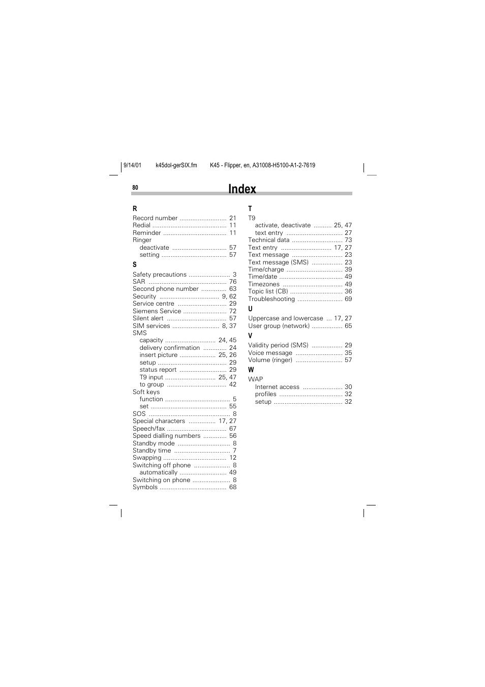 Siemens C45 User Manual | Page 82 / 82