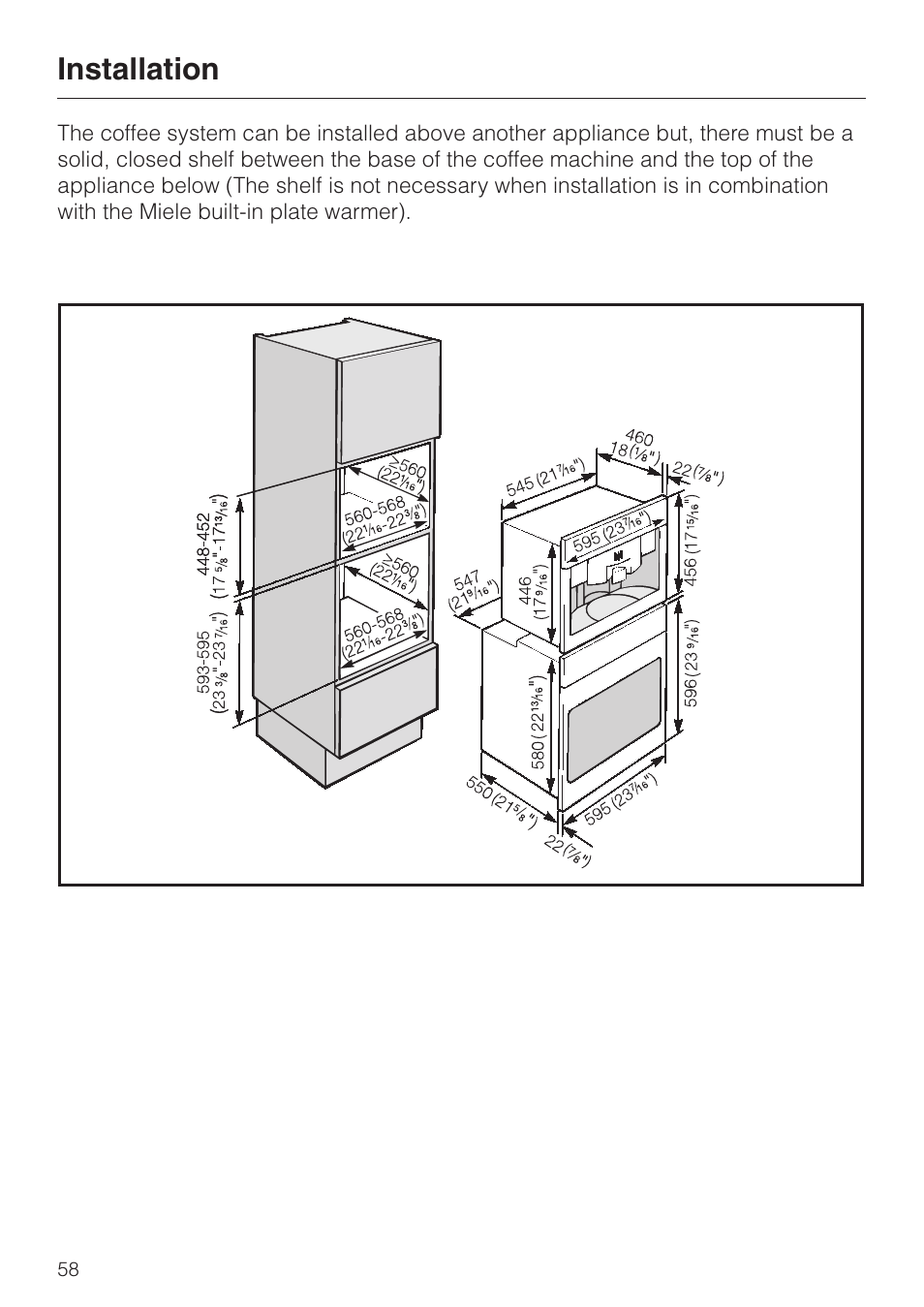 Electrical connection, Installation | Miele cva 610 User Manual | Page 58 / 64