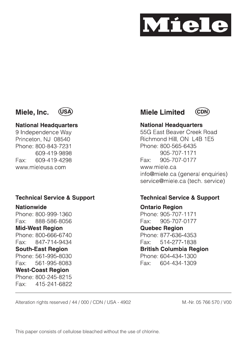 Miele cva 610 User Manual | Page 64 / 64