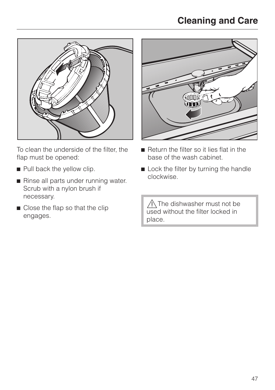 Cleaning and care | Miele G 851 SC Plus User Manual | Page 47 / 52