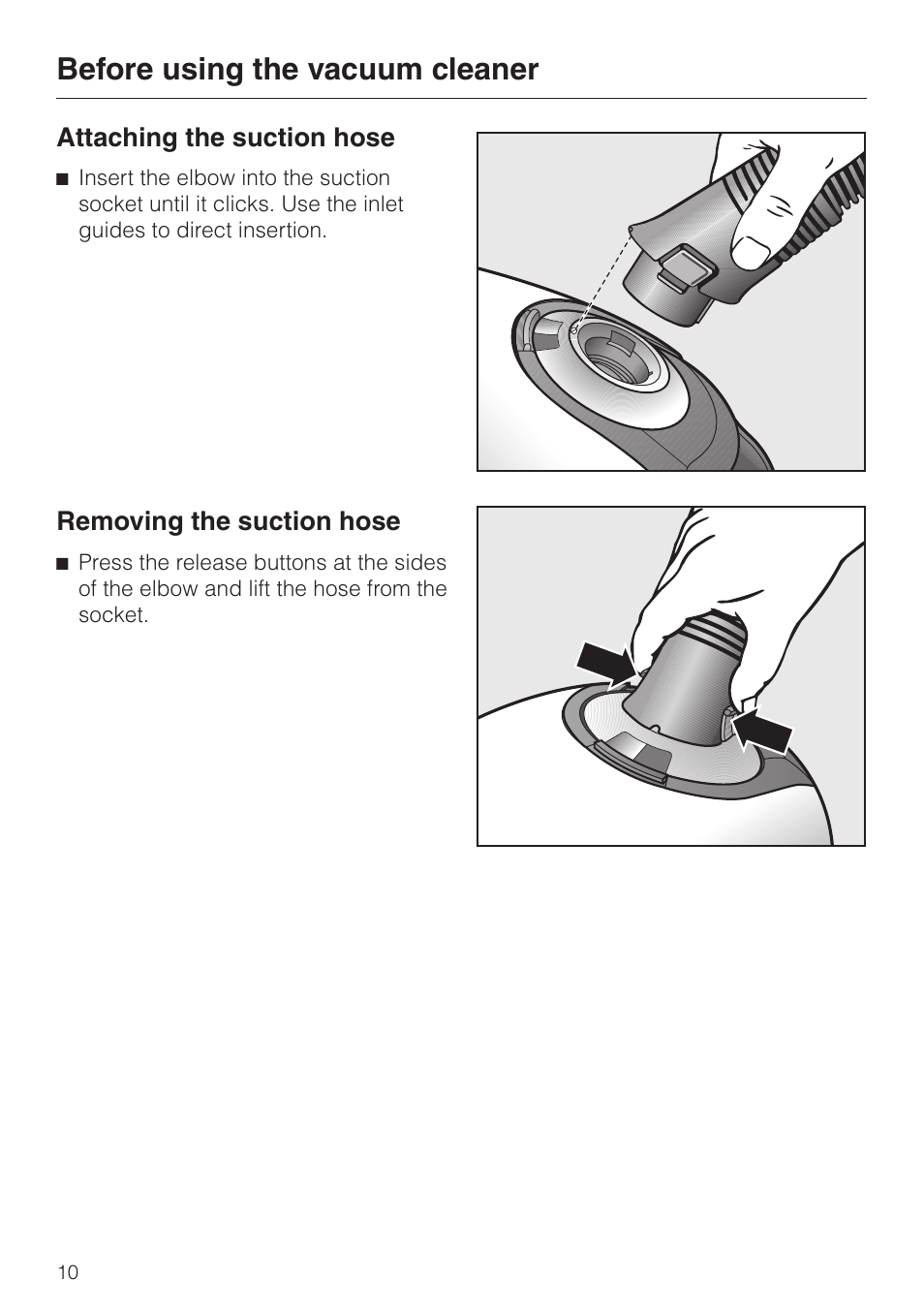 Before using the vacuum cleaner 10, Before using the vacuum cleaner | Miele S 5000 User Manual | Page 10 / 48