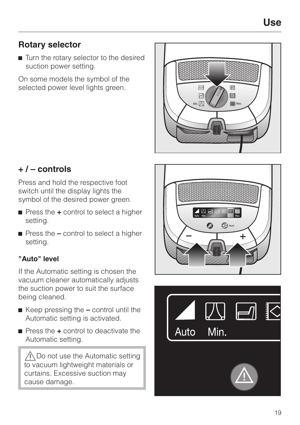 Rotary selector, Controls | Miele S 5000 User Manual | Page 19 / 48