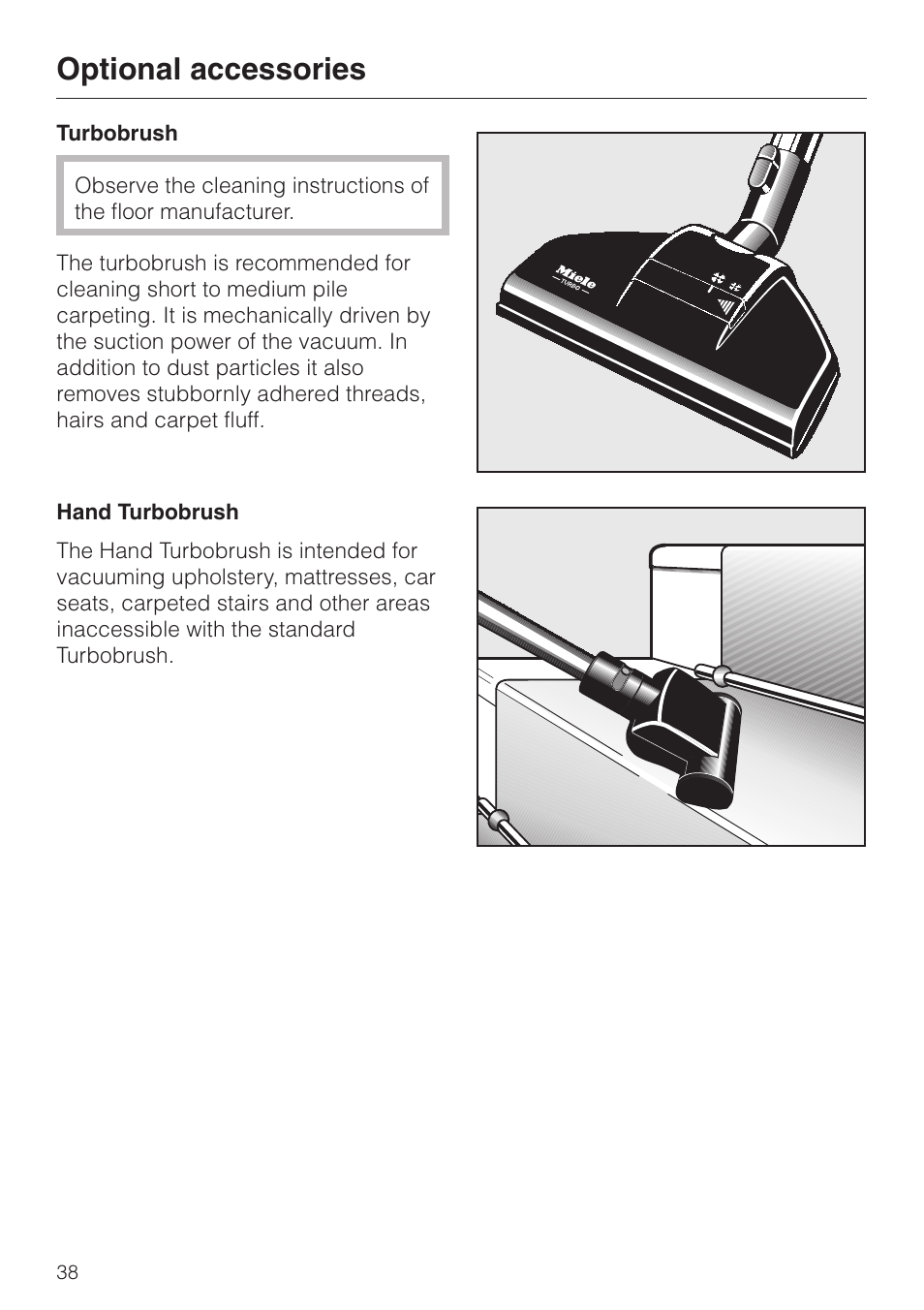 Optional accessories | Miele S 5000 User Manual | Page 38 / 48