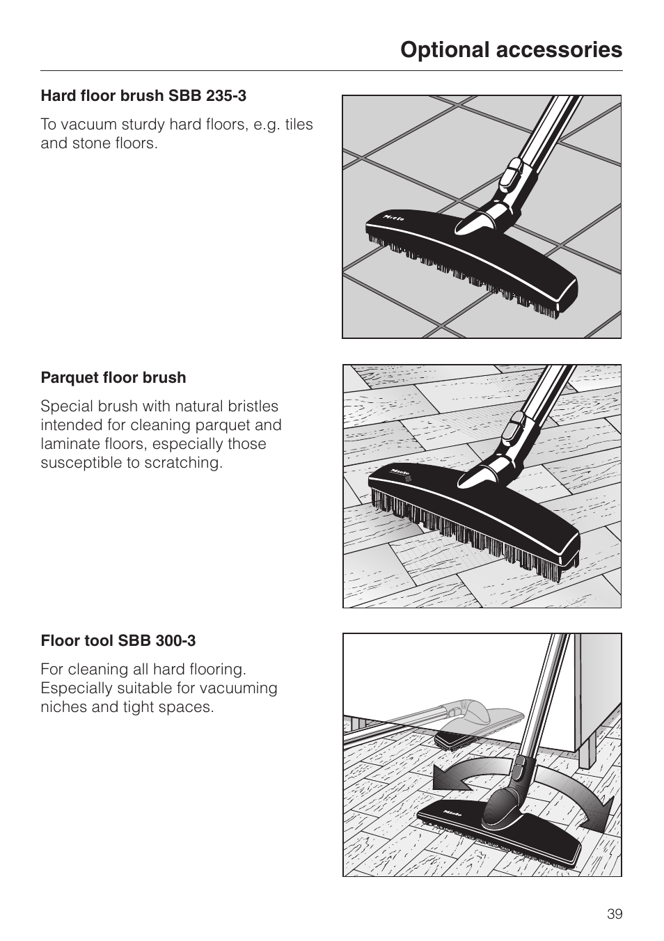 Optional accessories | Miele S 5000 User Manual | Page 39 / 48