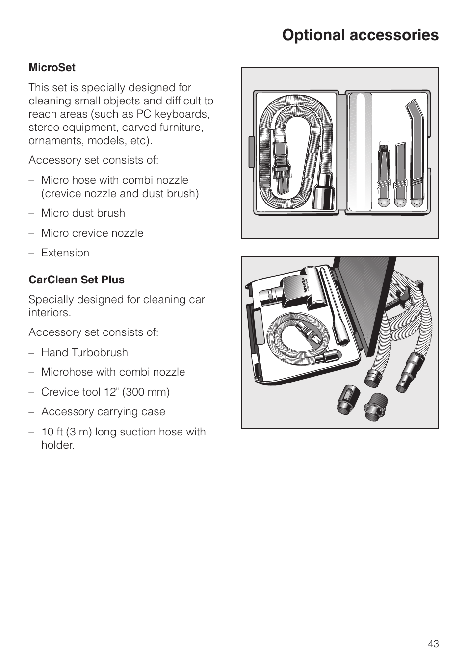 Optional accessories | Miele S 5000 User Manual | Page 43 / 48