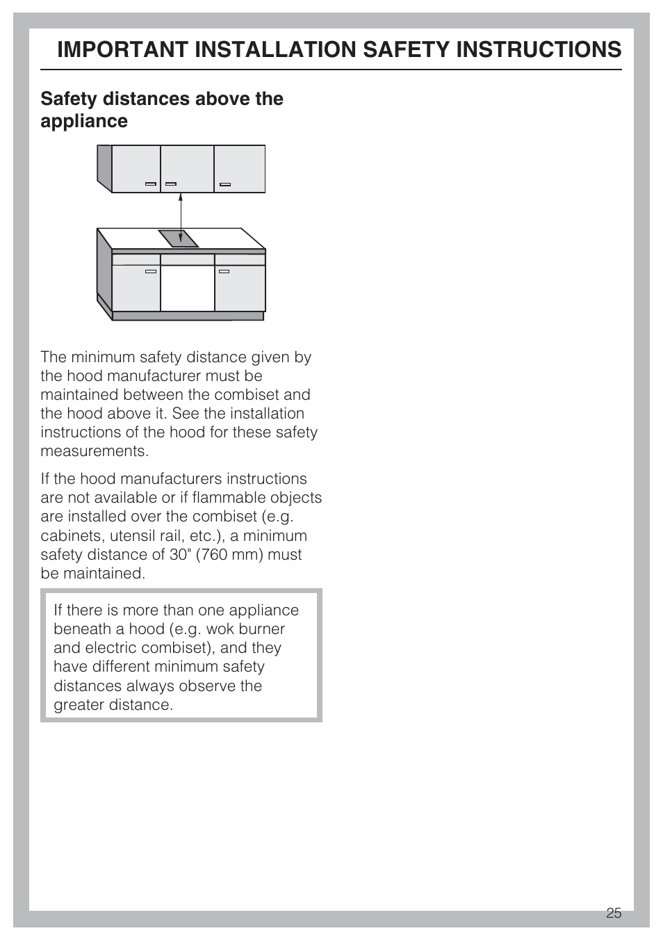 Important installation safety instructions | Miele CS1112 User Manual | Page 25 / 40