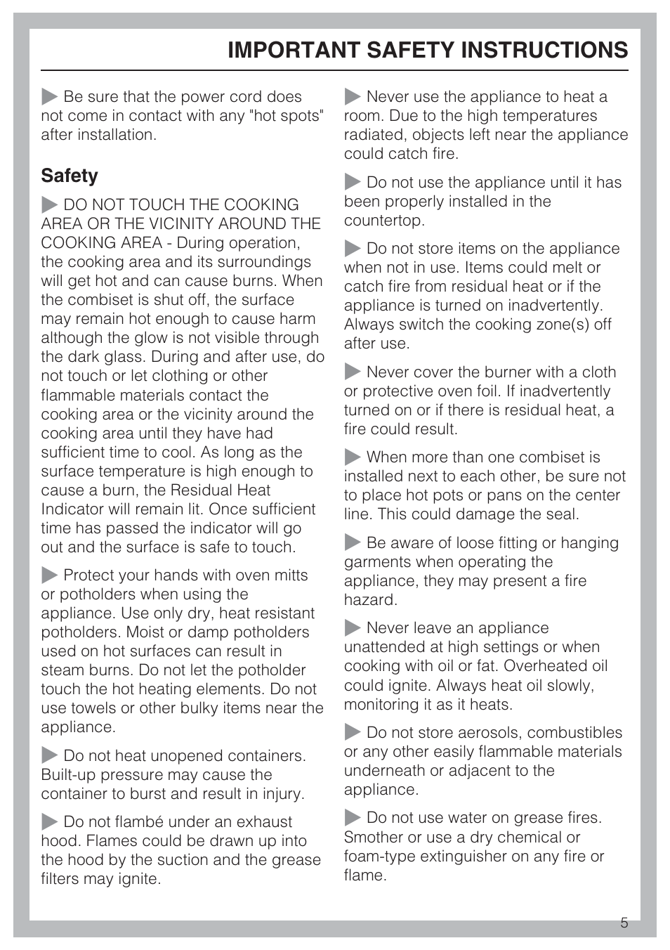 Important safety instructions | Miele CS1112 User Manual | Page 5 / 40