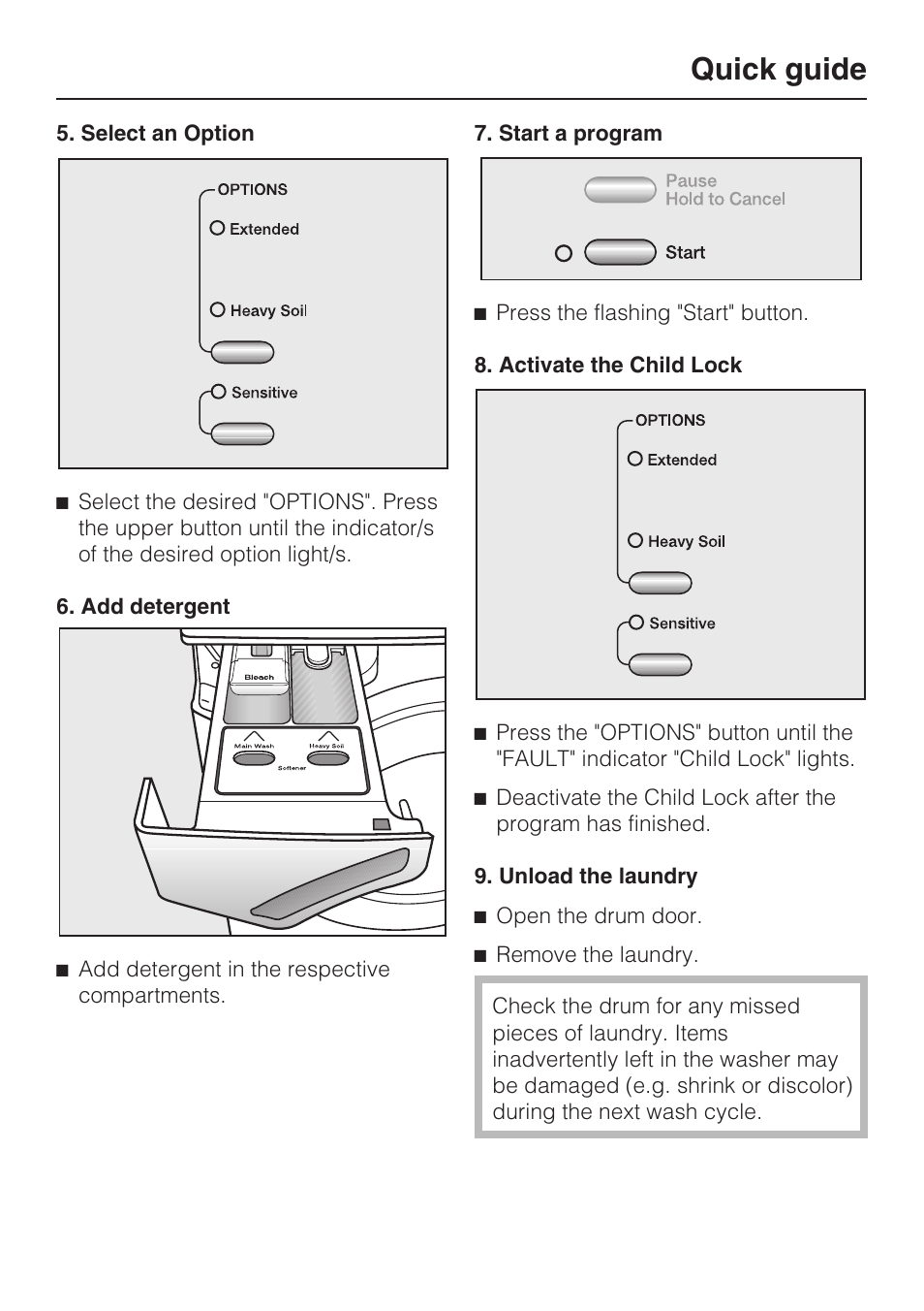 Quick guide | Miele TOUCHTRONIC W 4800 User Manual | Page 27 / 52