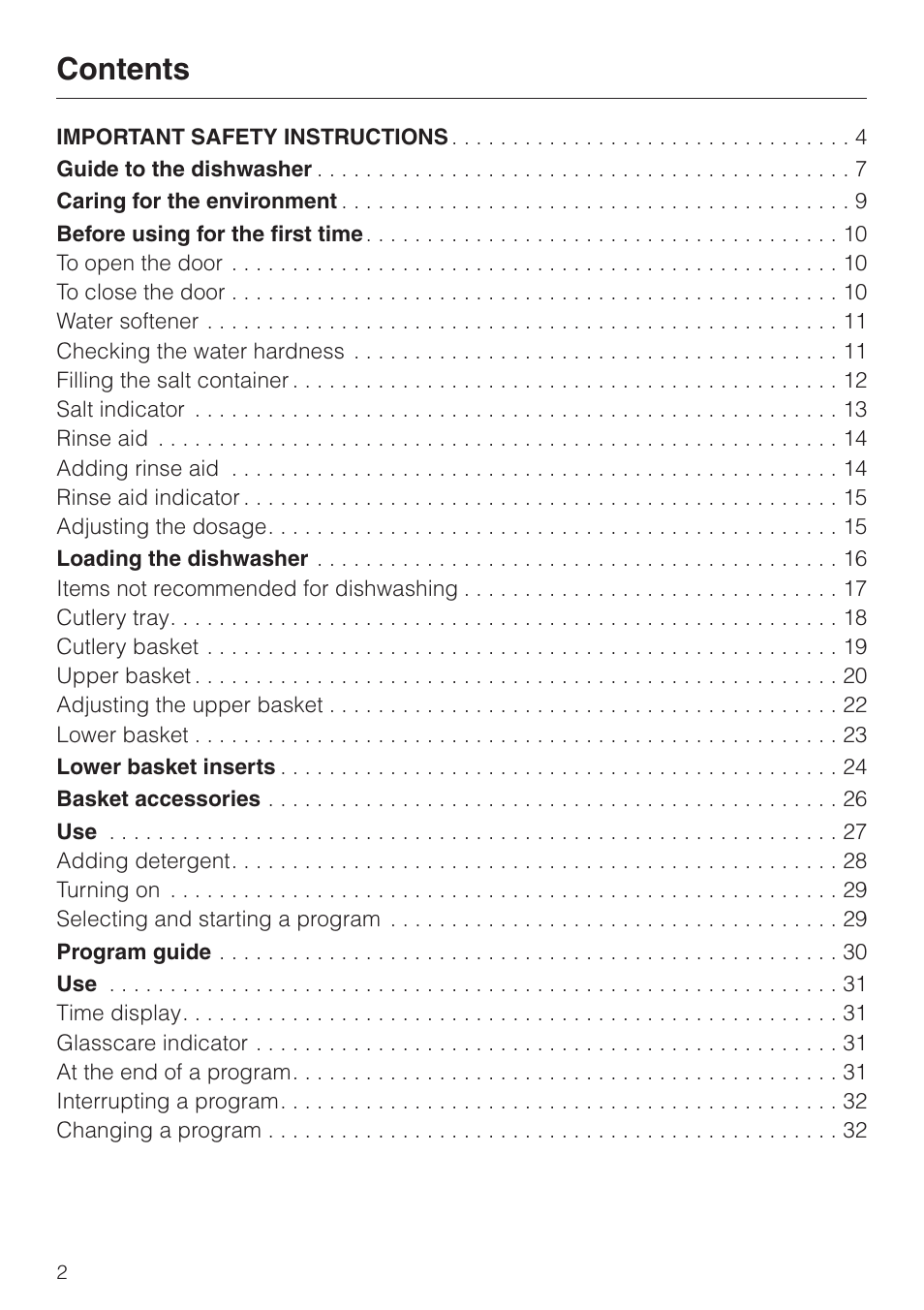 Miele G2470 User Manual | Page 2 / 60