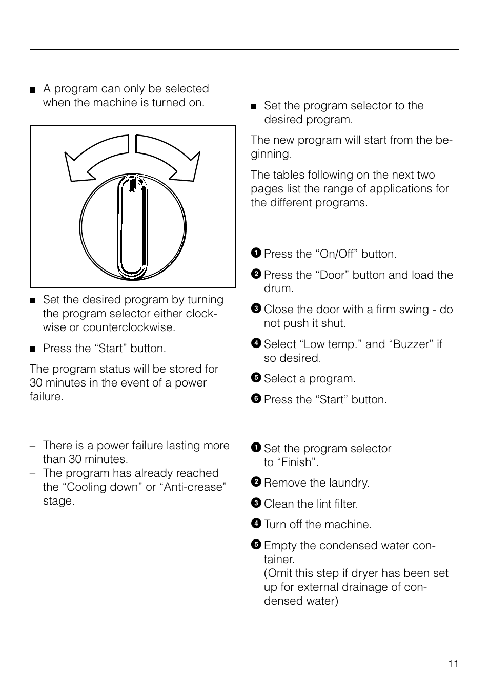 Program selection | Miele T 1565 C User Manual | Page 11 / 28