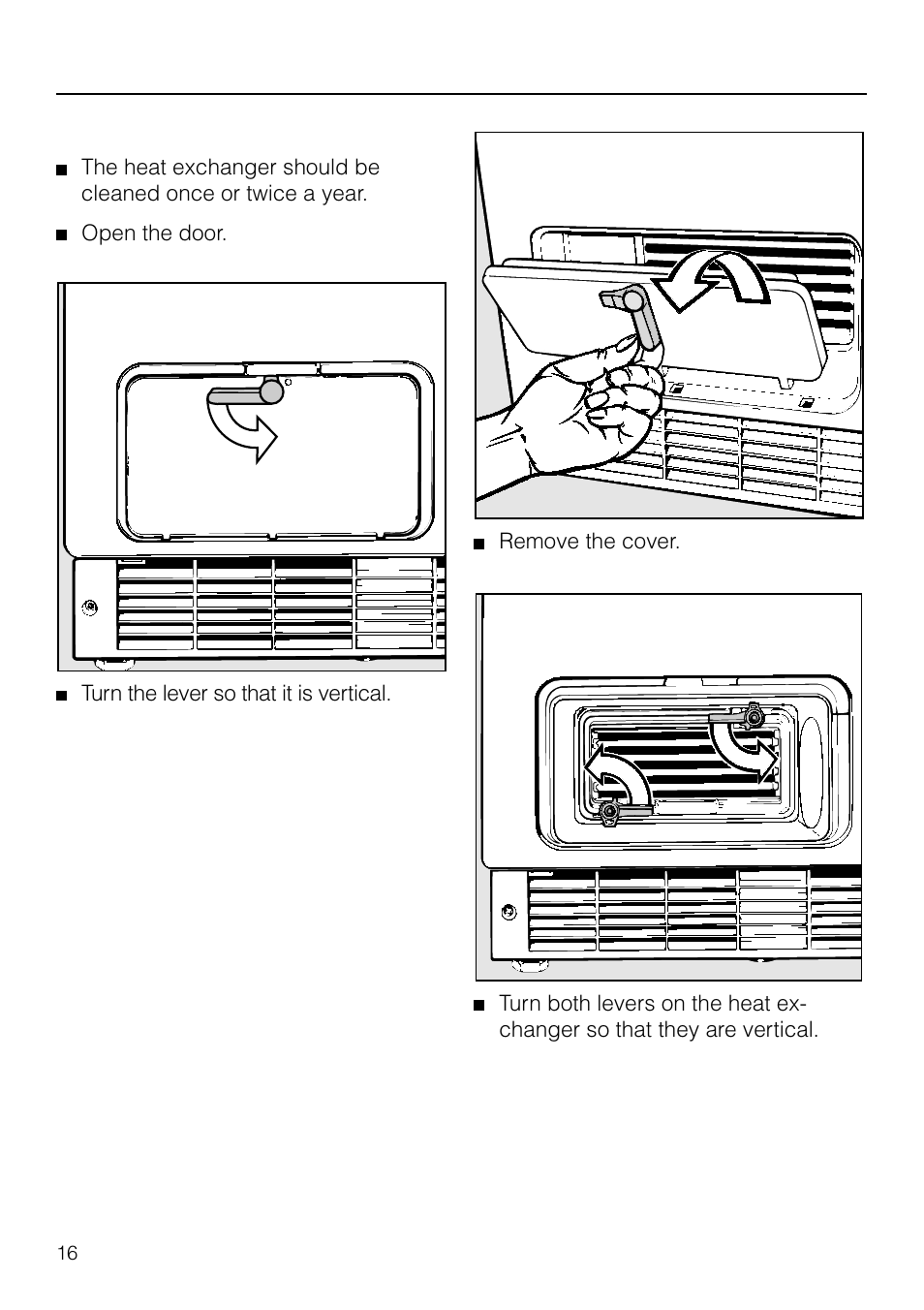 Cleaning and care, Cleaning the heat exchanger | Miele T 1565 C User Manual | Page 16 / 28