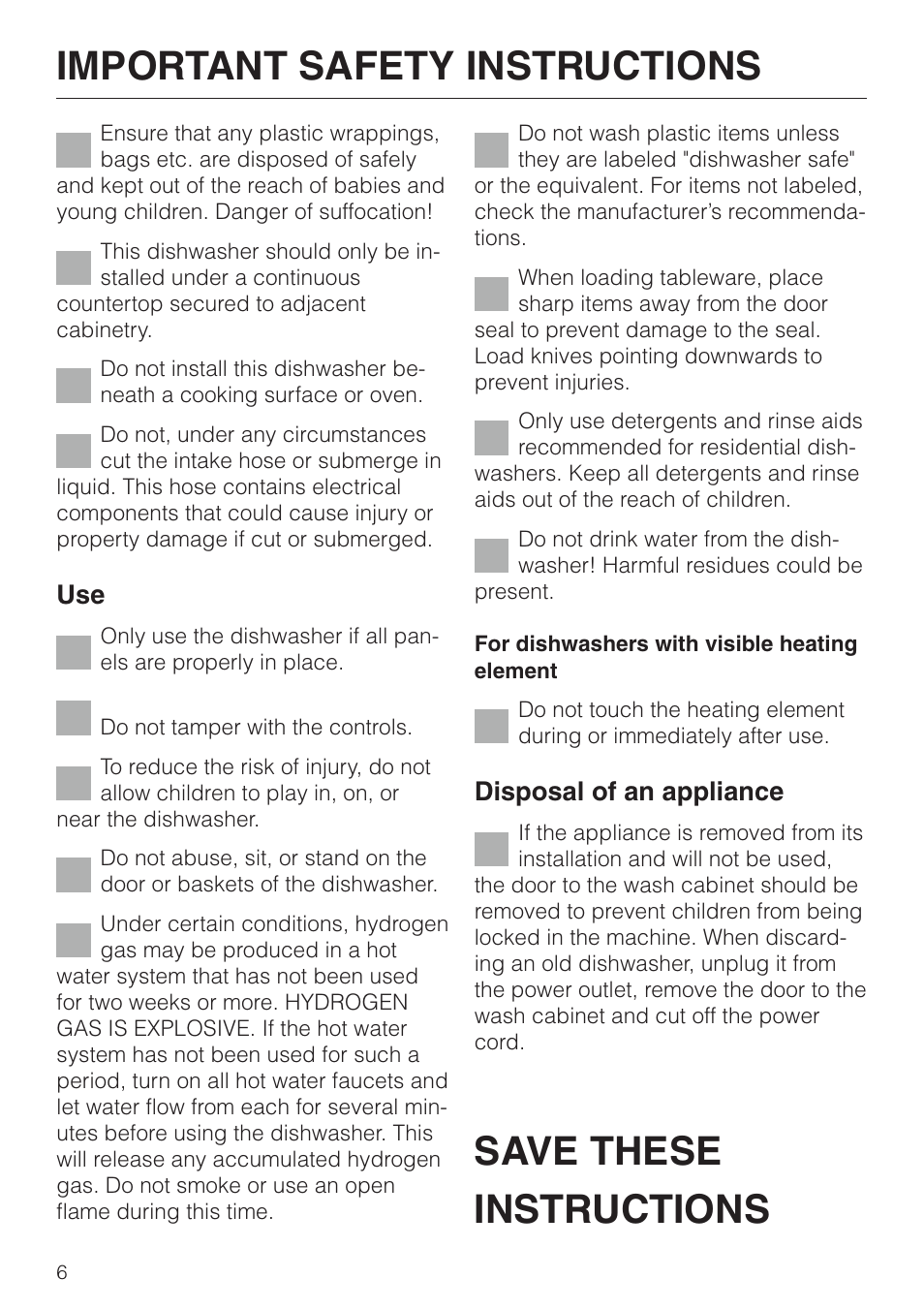Miele NOVOTRONIC G 841 PLUS User Manual | Page 6 / 48