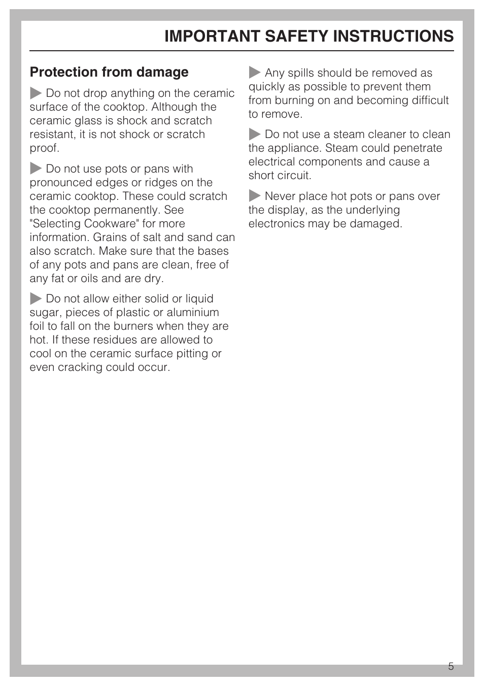Important safety instructions | Miele KM427 User Manual | Page 5 / 24