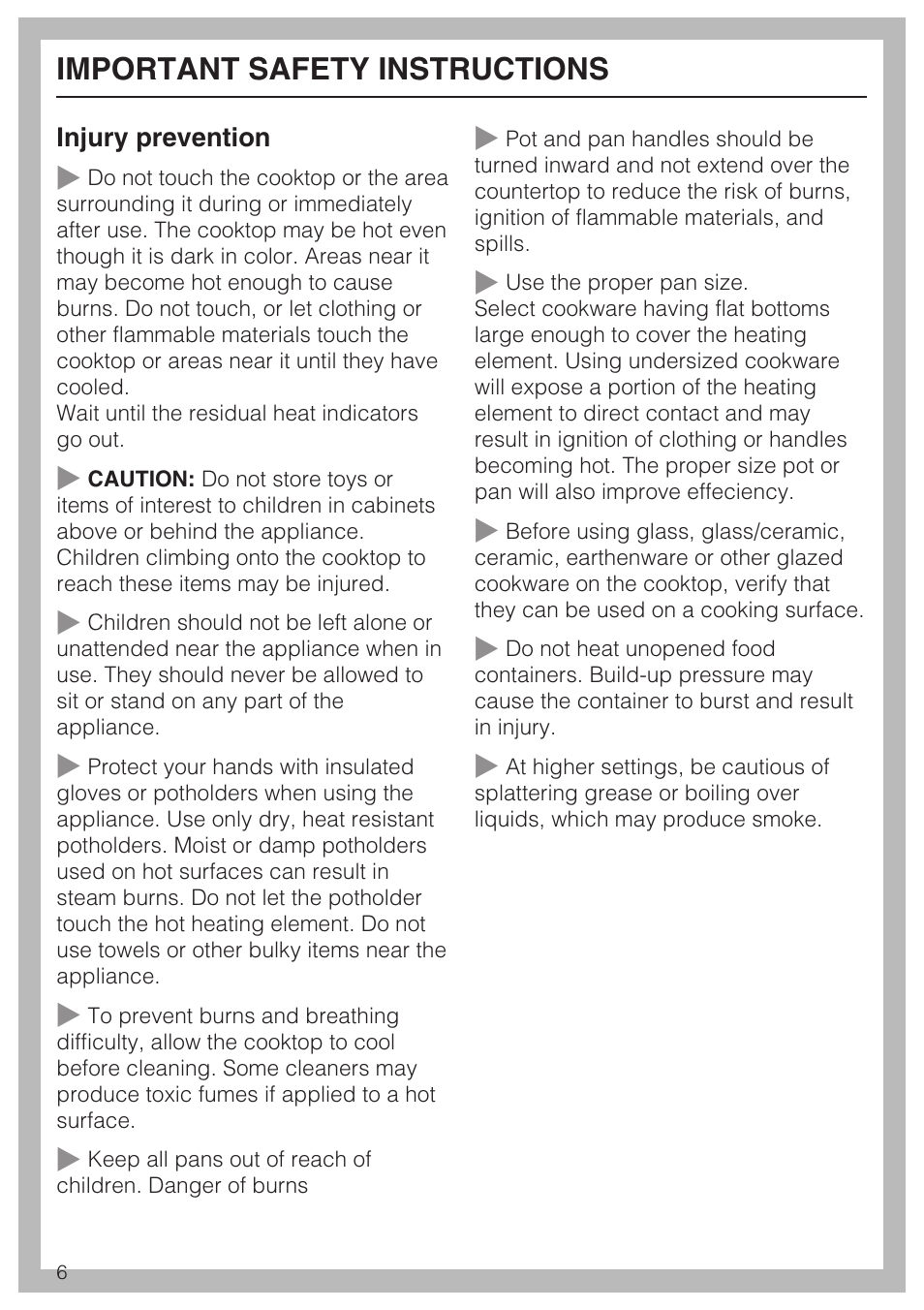 Important safety instructions | Miele KM427 User Manual | Page 6 / 24