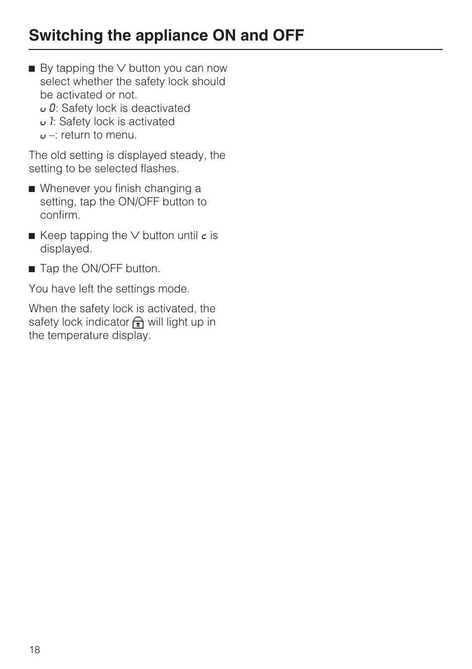 Switching the appliance on and off | Miele KFN 14943 SDE ED User Manual | Page 18 / 68