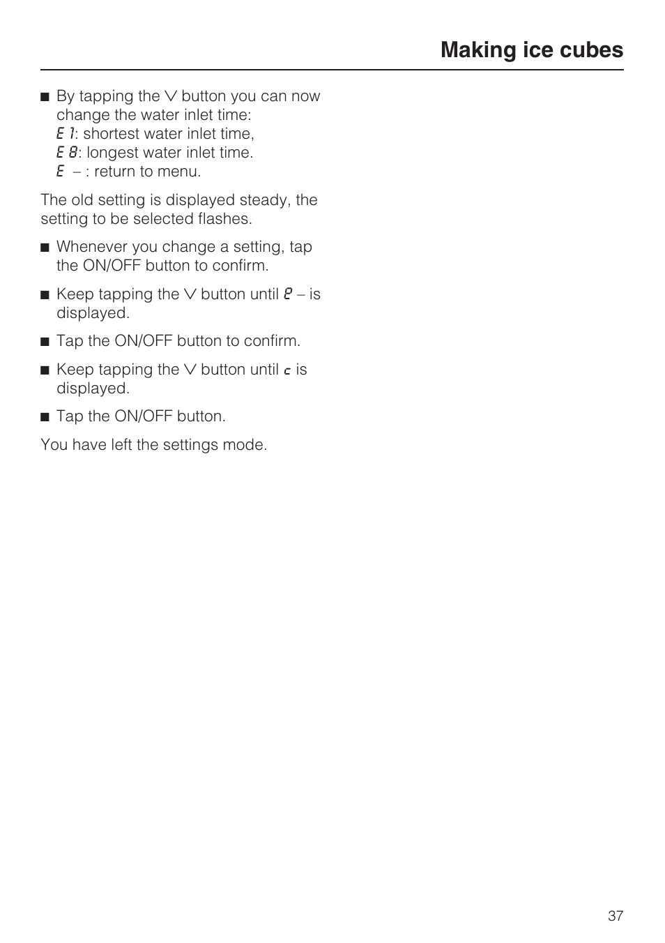 Making ice cubes | Miele KFN 14943 SDE ED User Manual | Page 37 / 68