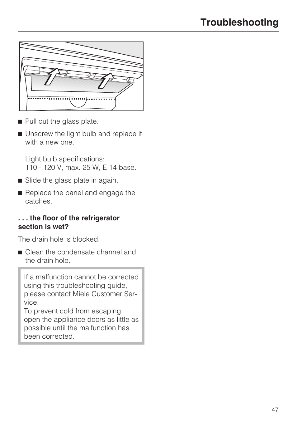 Troubleshooting | Miele KFN 14943 SDE ED User Manual | Page 47 / 68