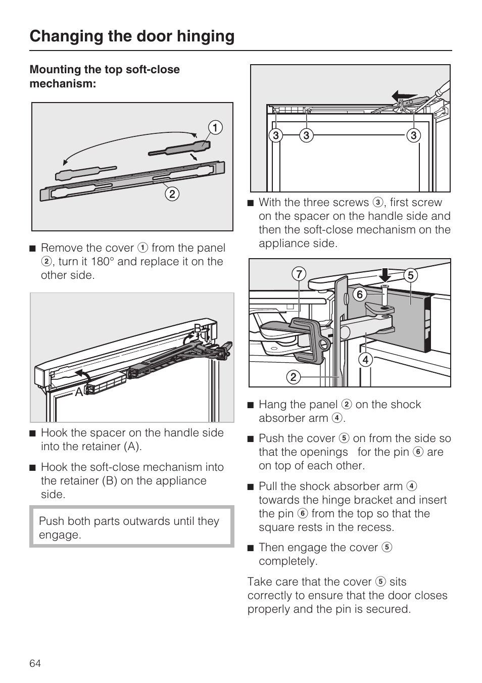 Changing the door hinging | Miele KFN 14943 SDE ED User Manual | Page 64 / 68