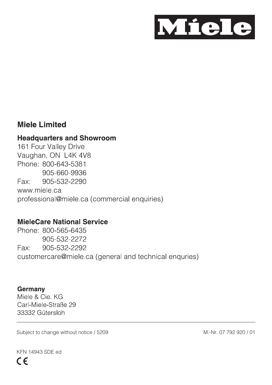 Miele KFN 14943 SDE ED User Manual | Page 68 / 68