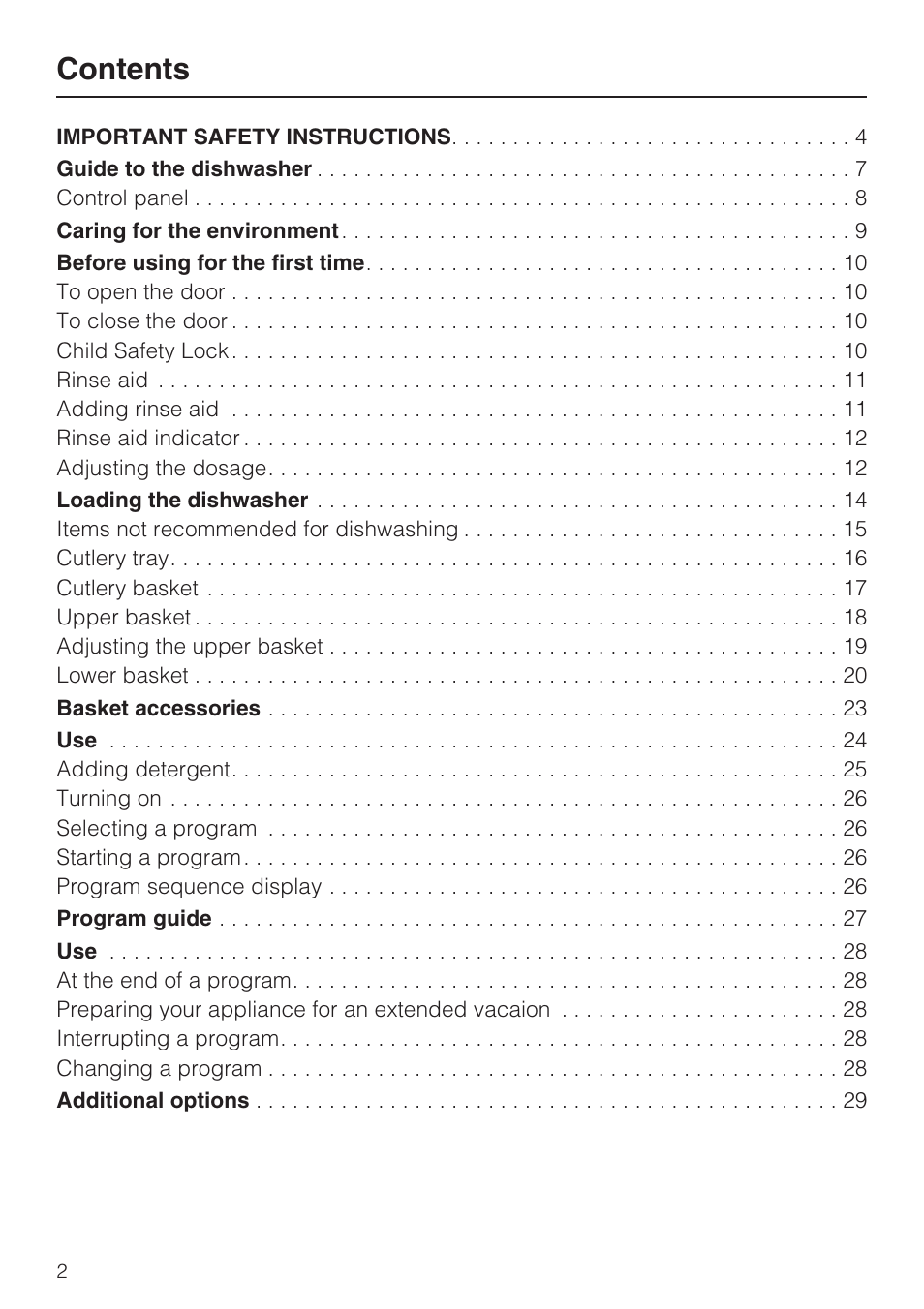 Miele G 2141 User Manual | Page 2 / 56