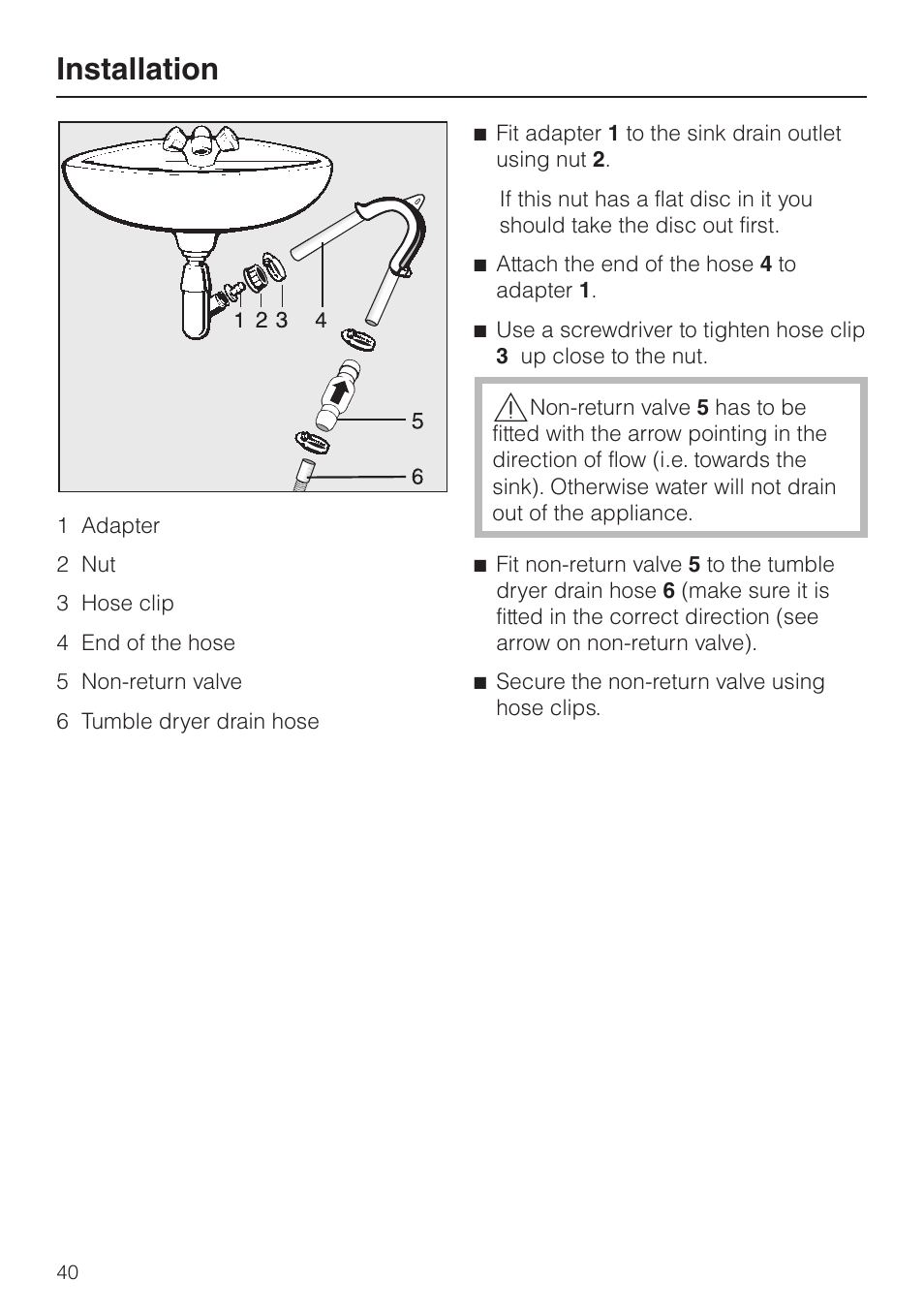 Installation | Miele T 8422 C User Manual | Page 40 / 52