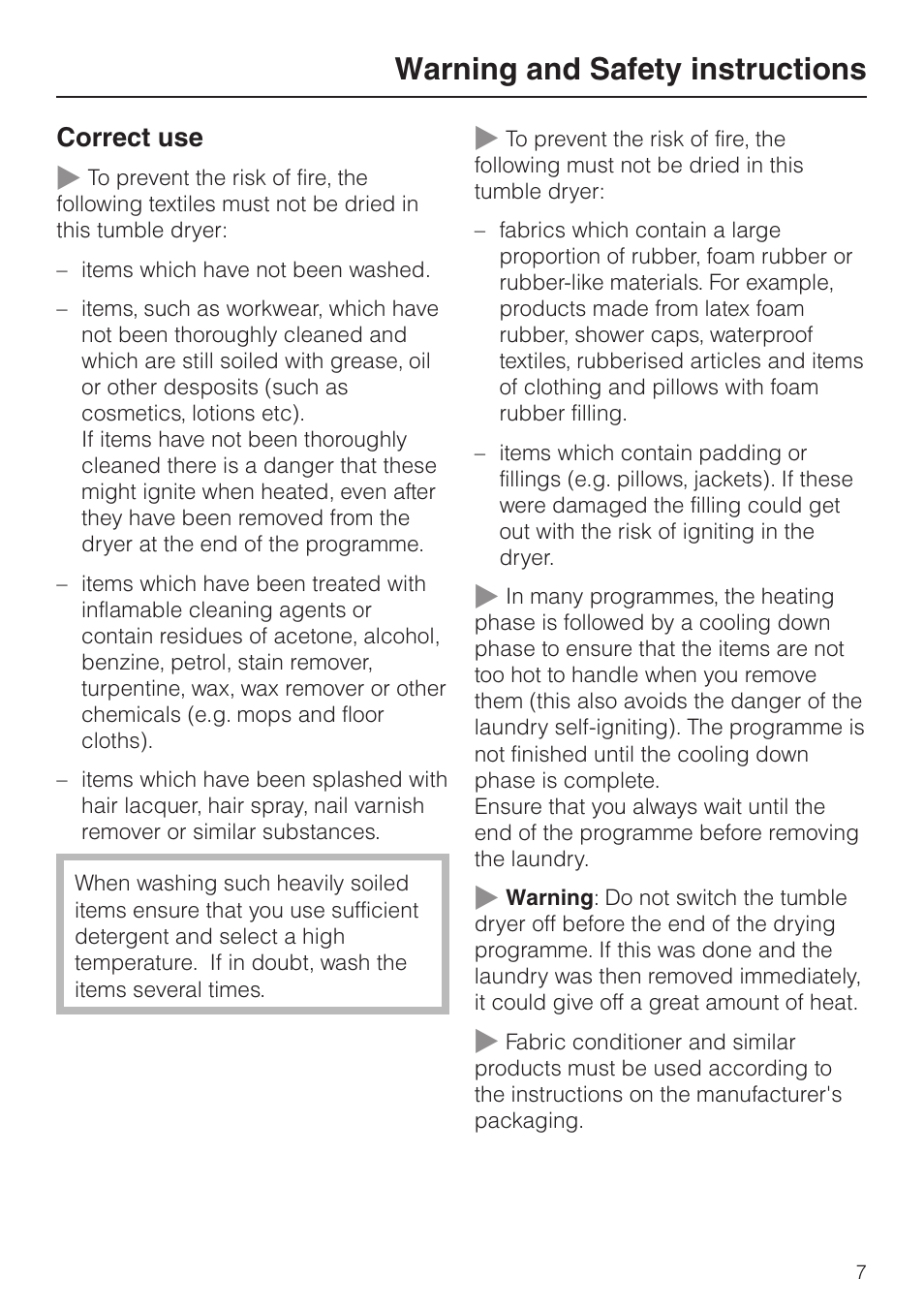 Warning and safety instructions | Miele T 8422 C User Manual | Page 7 / 52