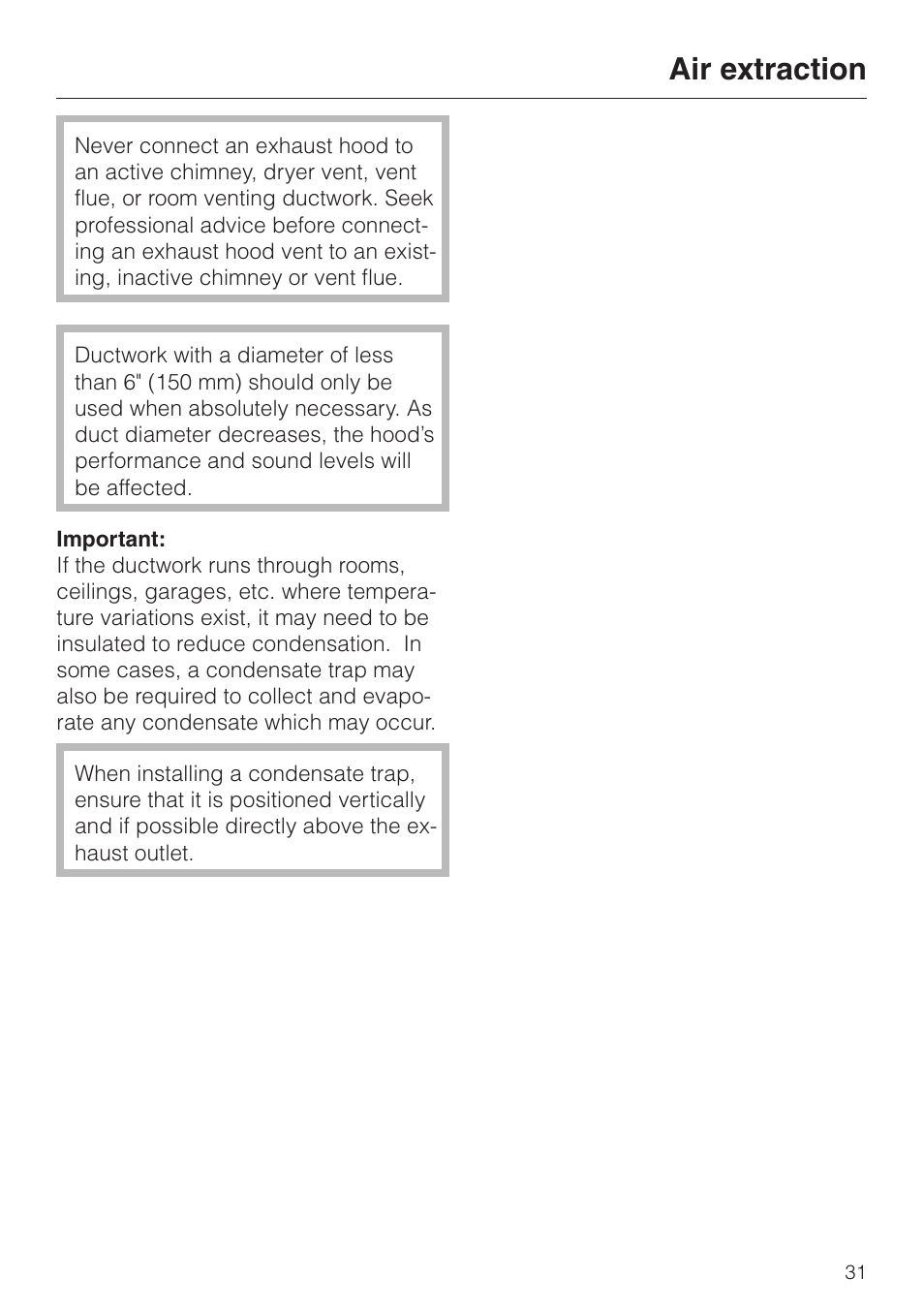 Air extraction | Miele DA 230-3 User Manual | Page 31 / 32