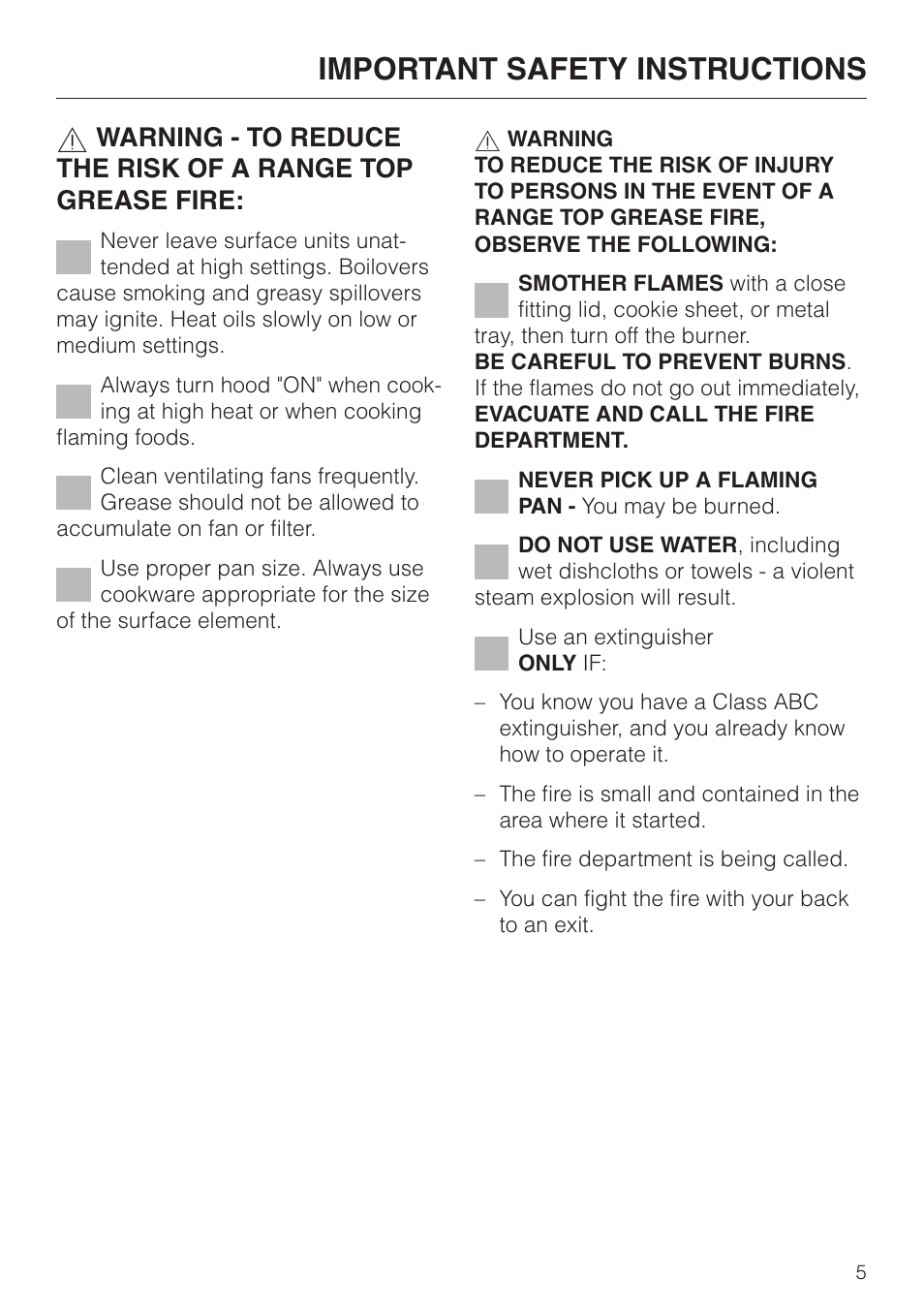 Important safety instructions | Miele DA 230-3 User Manual | Page 5 / 32