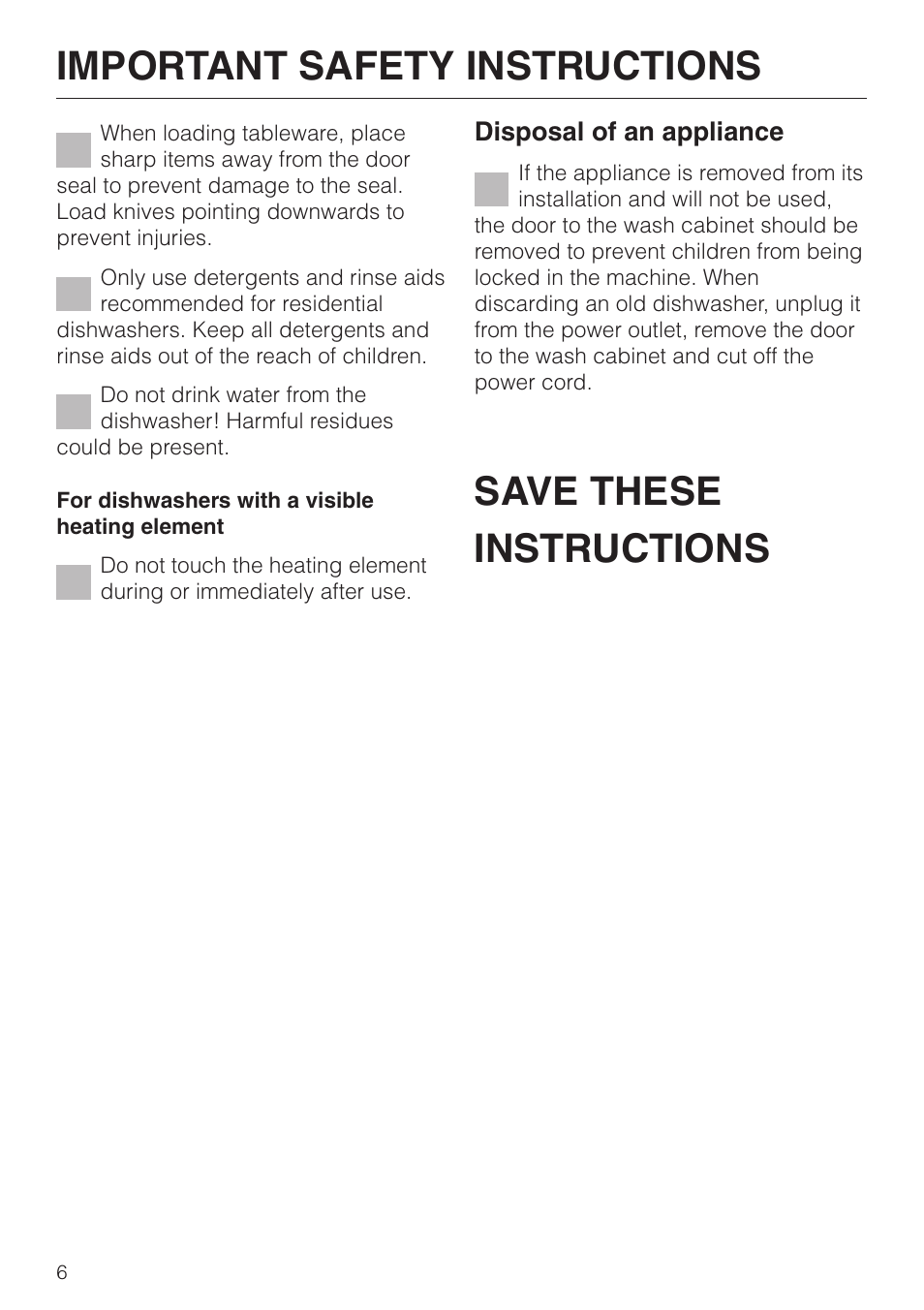 Miele TOUCHTRONIC G 832 SC User Manual | Page 6 / 48