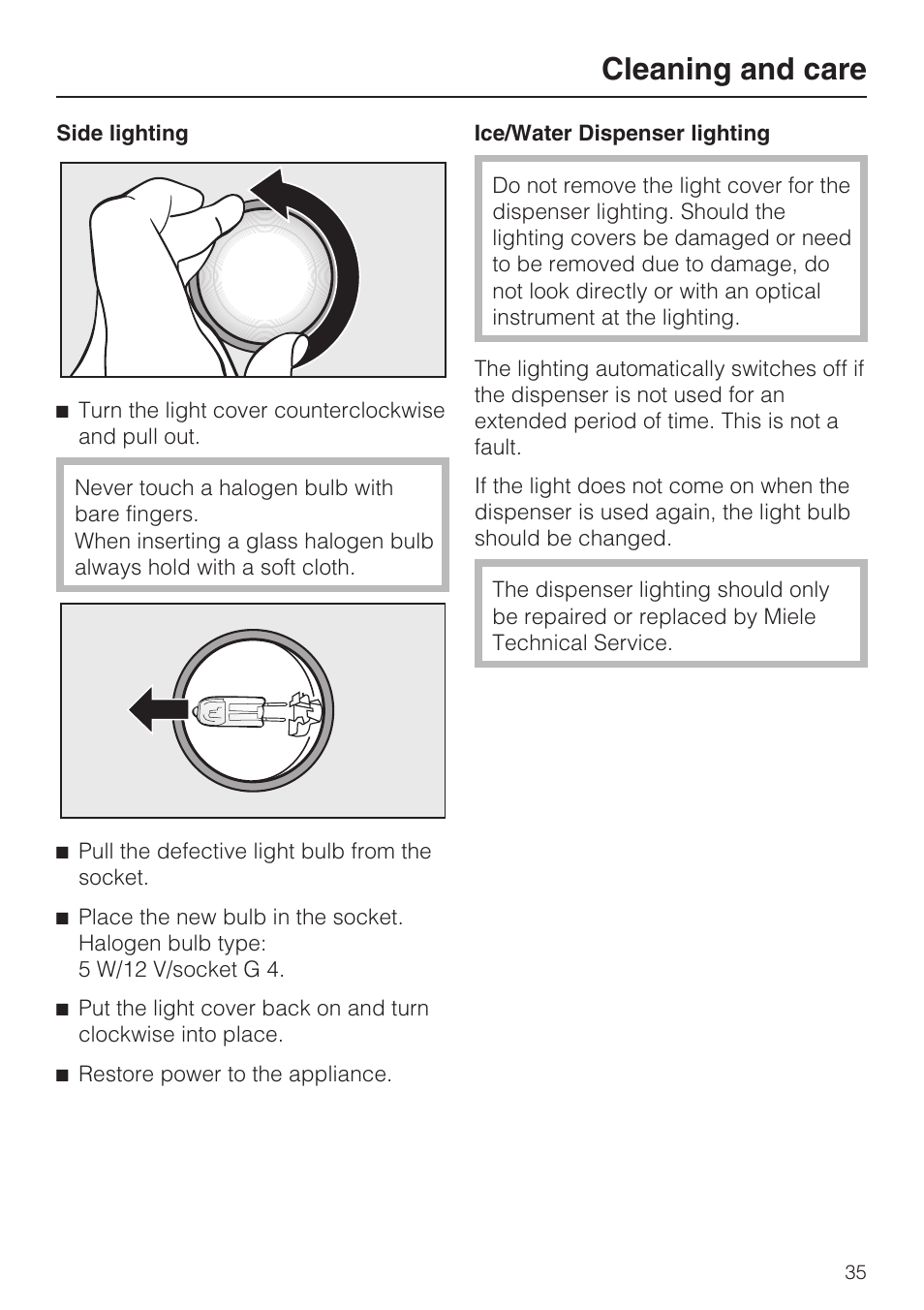 Cleaning and care | Miele F1471VI User Manual | Page 35 / 88