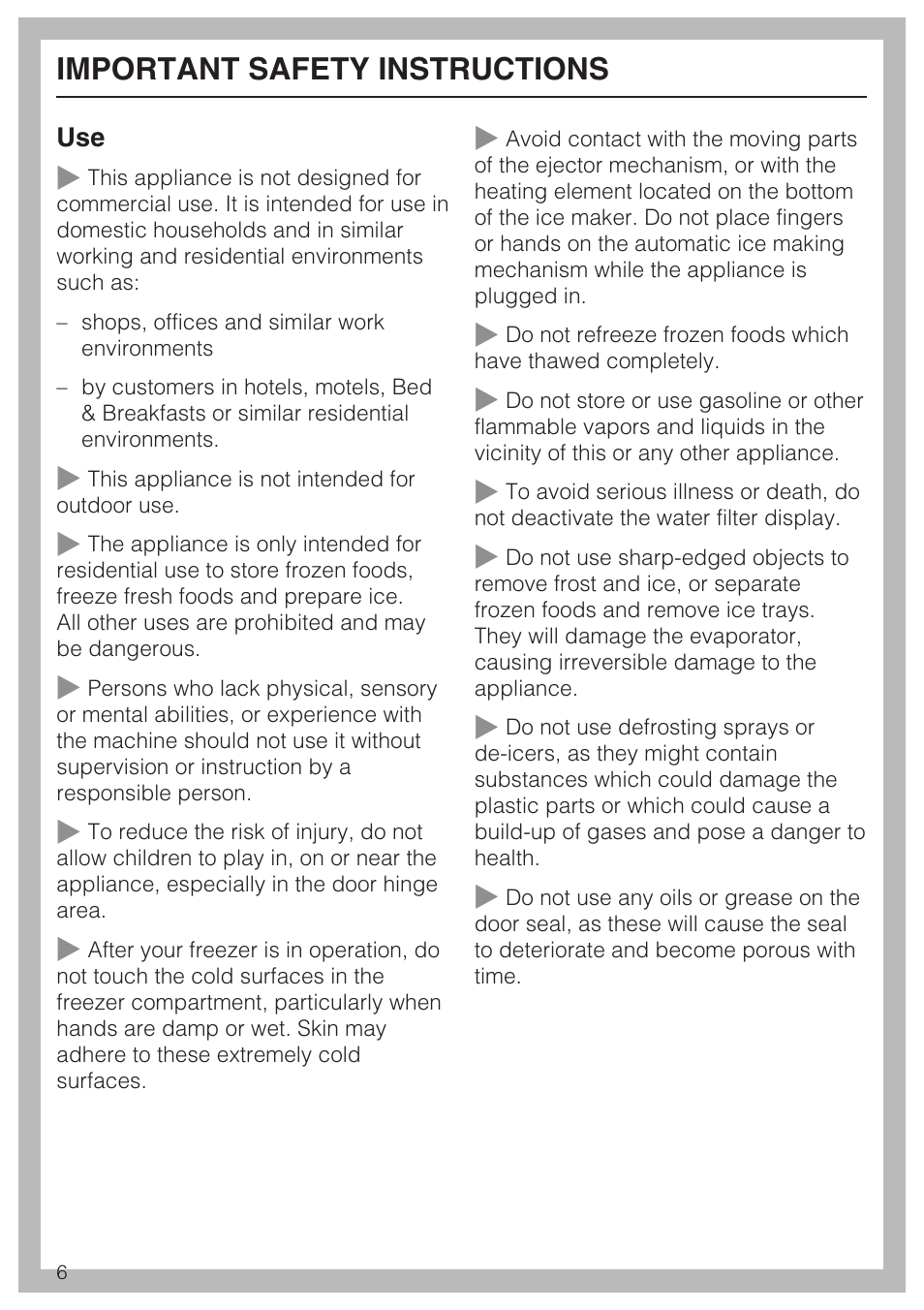 Important safety instructions | Miele F1471VI User Manual | Page 6 / 88