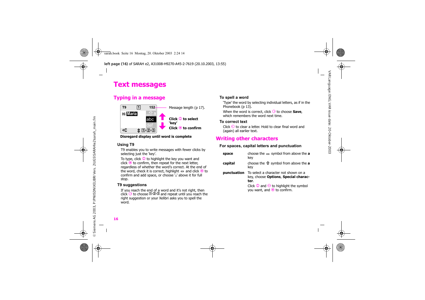 Text messages | Siemens Xelibri 8 User Manual | Page 17 / 36