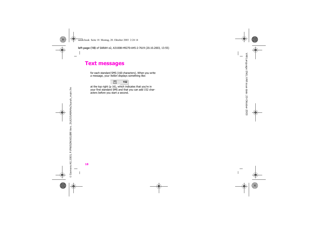 Text messages | Siemens Xelibri 8 User Manual | Page 19 / 36