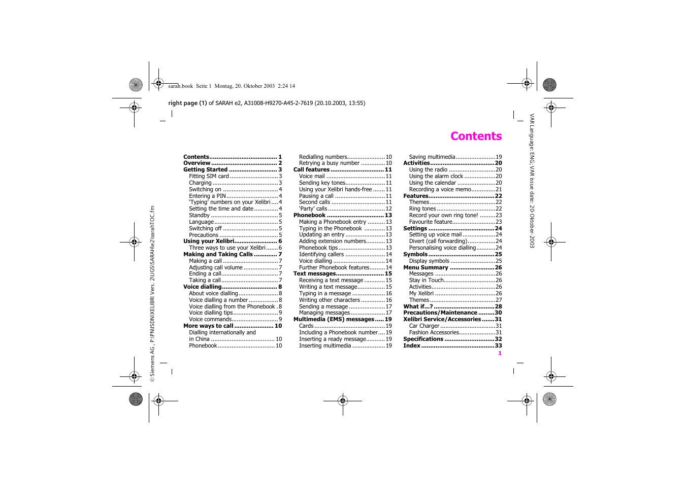 Siemens Xelibri 8 User Manual | Page 2 / 36