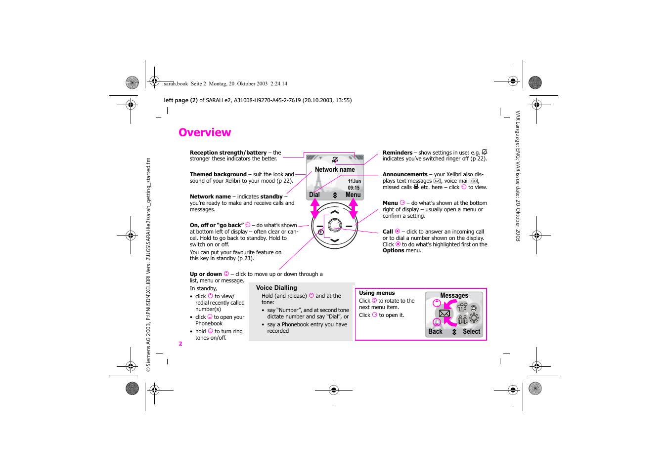 Overview | Siemens Xelibri 8 User Manual | Page 3 / 36