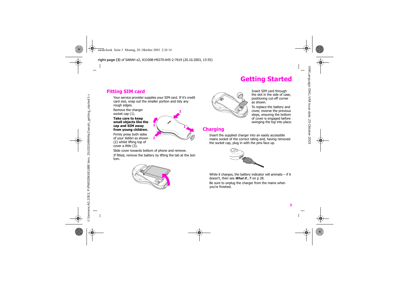 Getting started | Siemens Xelibri 8 User Manual | Page 4 / 36