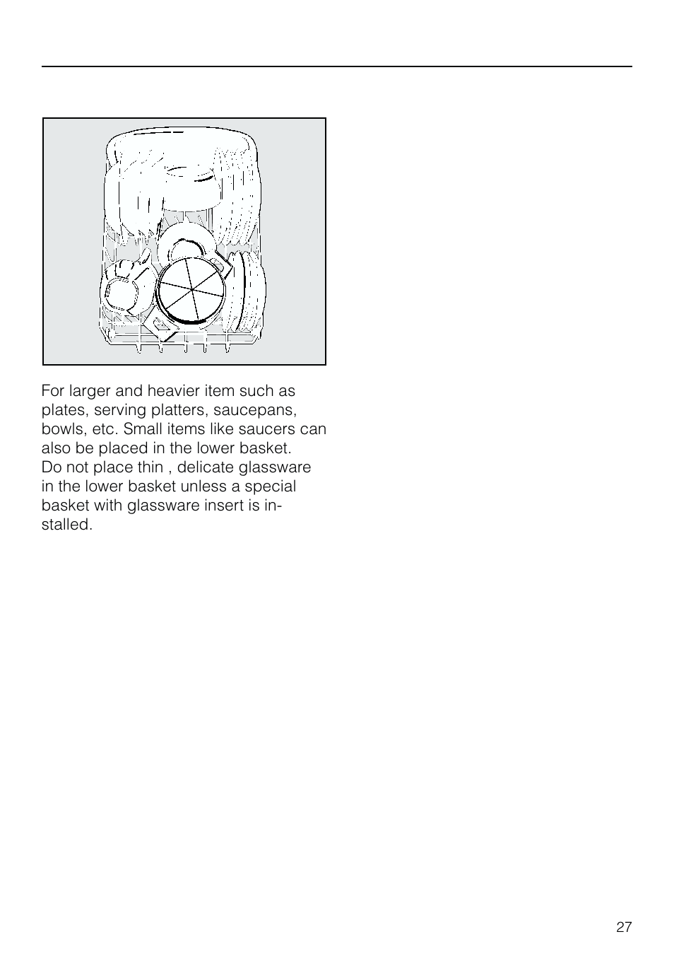 Lower bas ket 27, Lower basket, Loading the dishwasher | Miele G 803 User Manual | Page 27 / 60