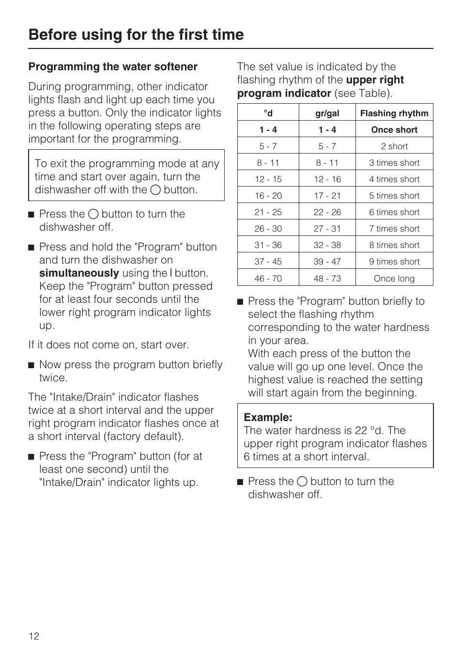 Before using for the first time | Miele G 5175 User Manual | Page 12 / 60