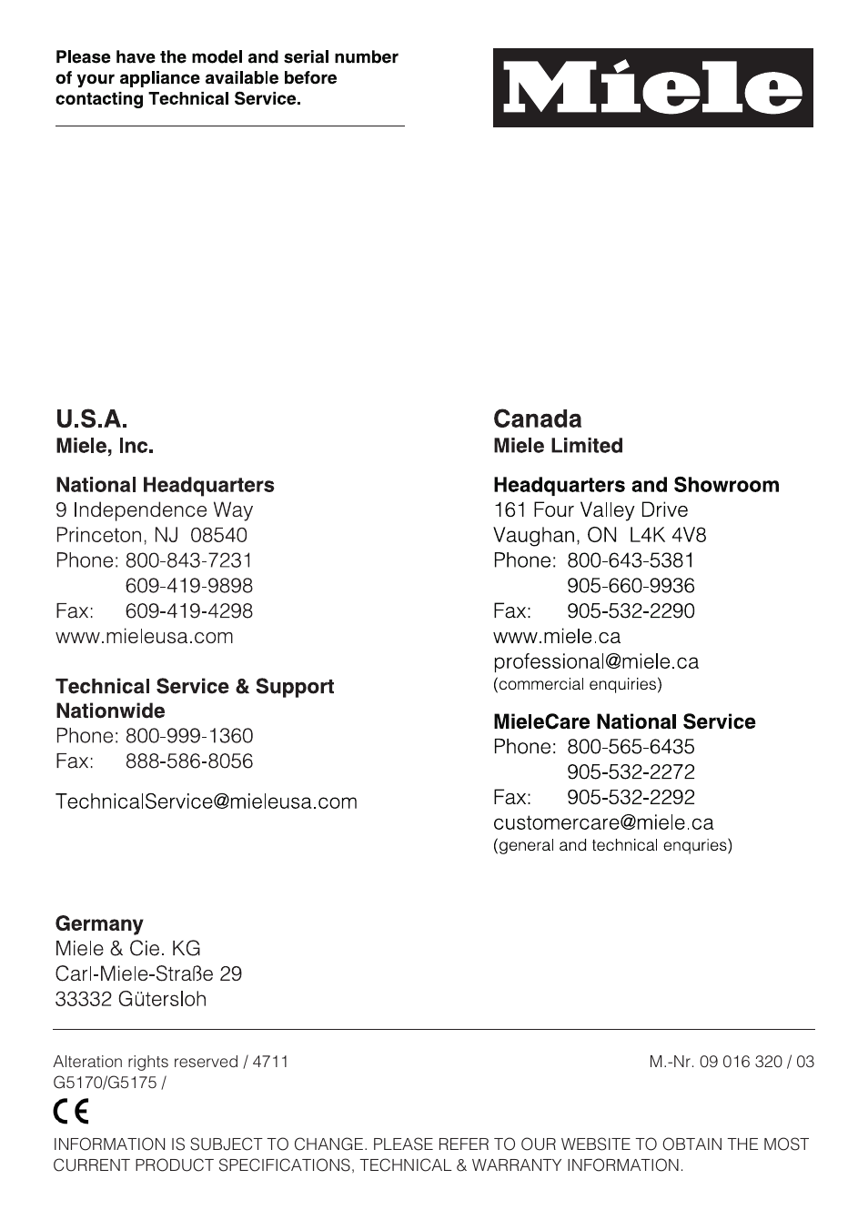 Miele G 5175 User Manual | Page 60 / 60
