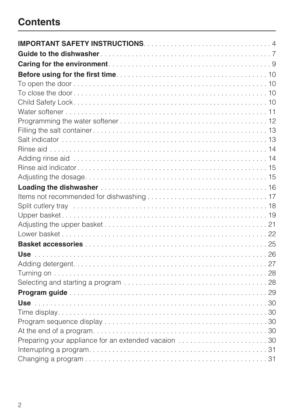 Miele G 2432 User Manual | Page 2 / 60